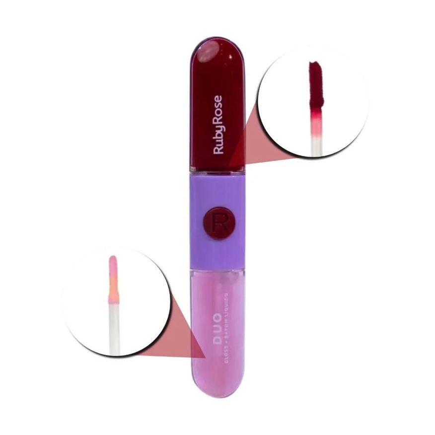 Ruby Rose Gloss + Batom Líquido Duo Ld07 9,6g