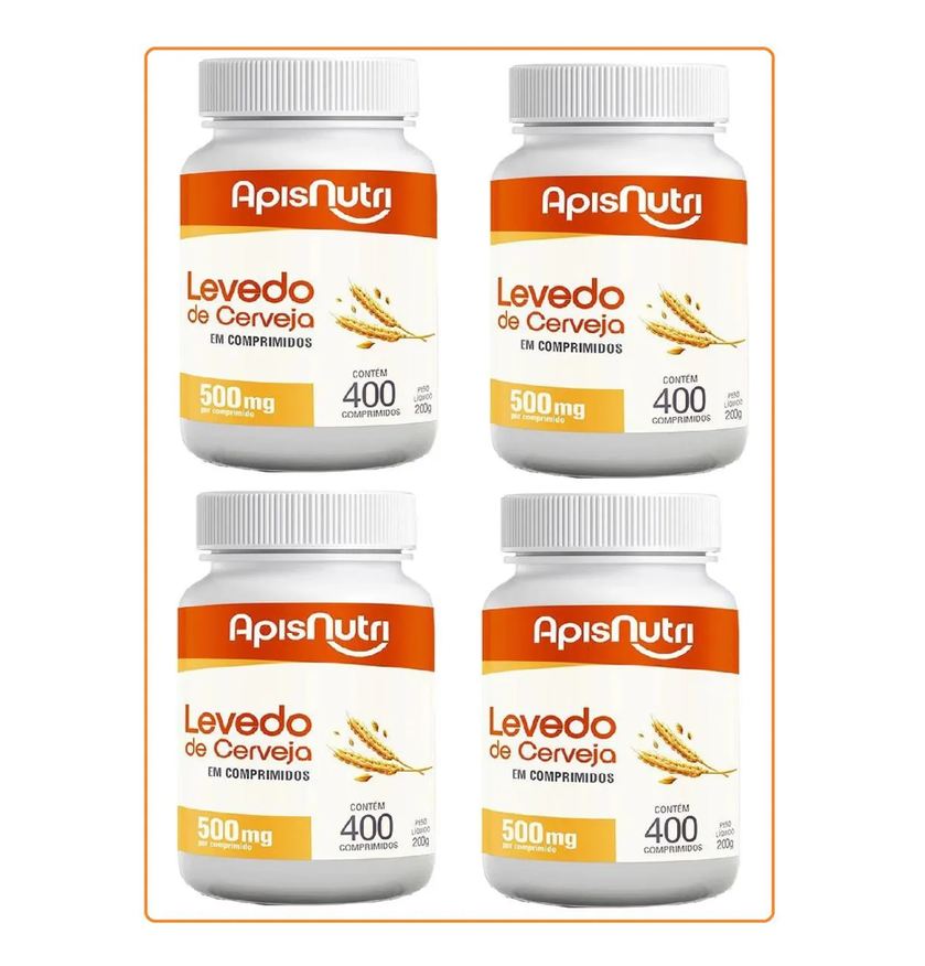 Apisnutri Kit 4 Levedo de Cerveja 400 comprimidos