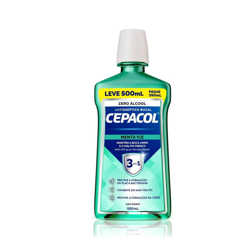 Cepacol Enxaguante Antisséptico Bucal Menta Ice Sem Álcool 500ml