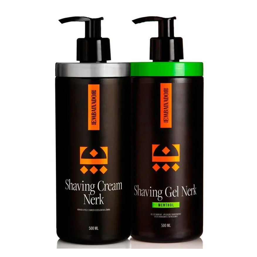 Gel Shaving Nerk Menthol + Shaving Cream Nerk Embaixador 500ml