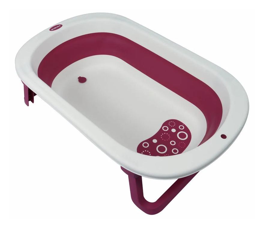 Kababy Banheira Infantil Dobrável e Antiderrapante Rosa