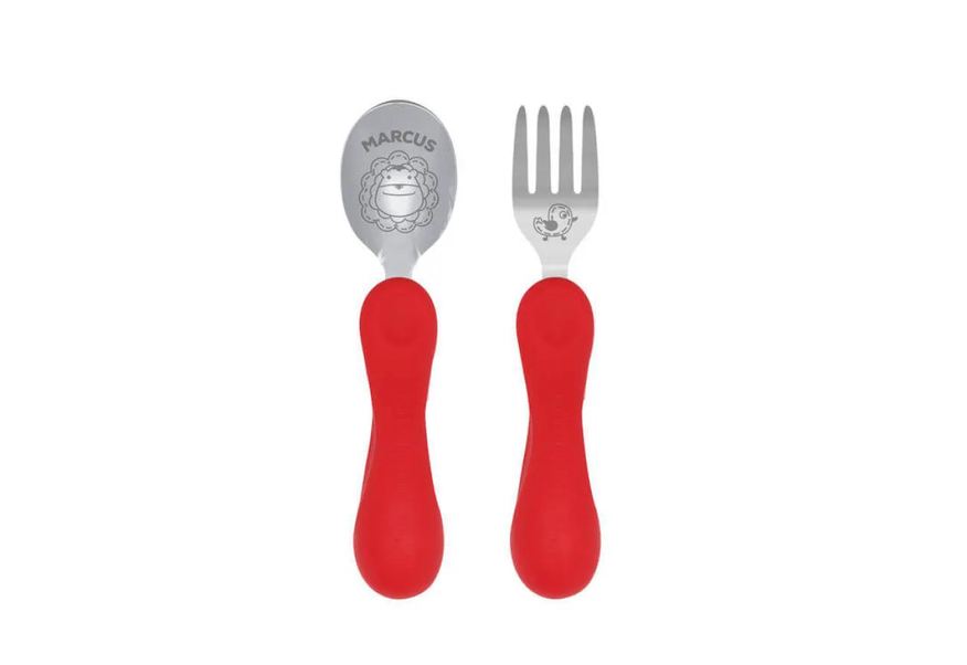 Marcus & Marcus Jogo Anatômico Colher e Garfo com Inox Leão Marcus 2pcs (em Silicone e Inox)