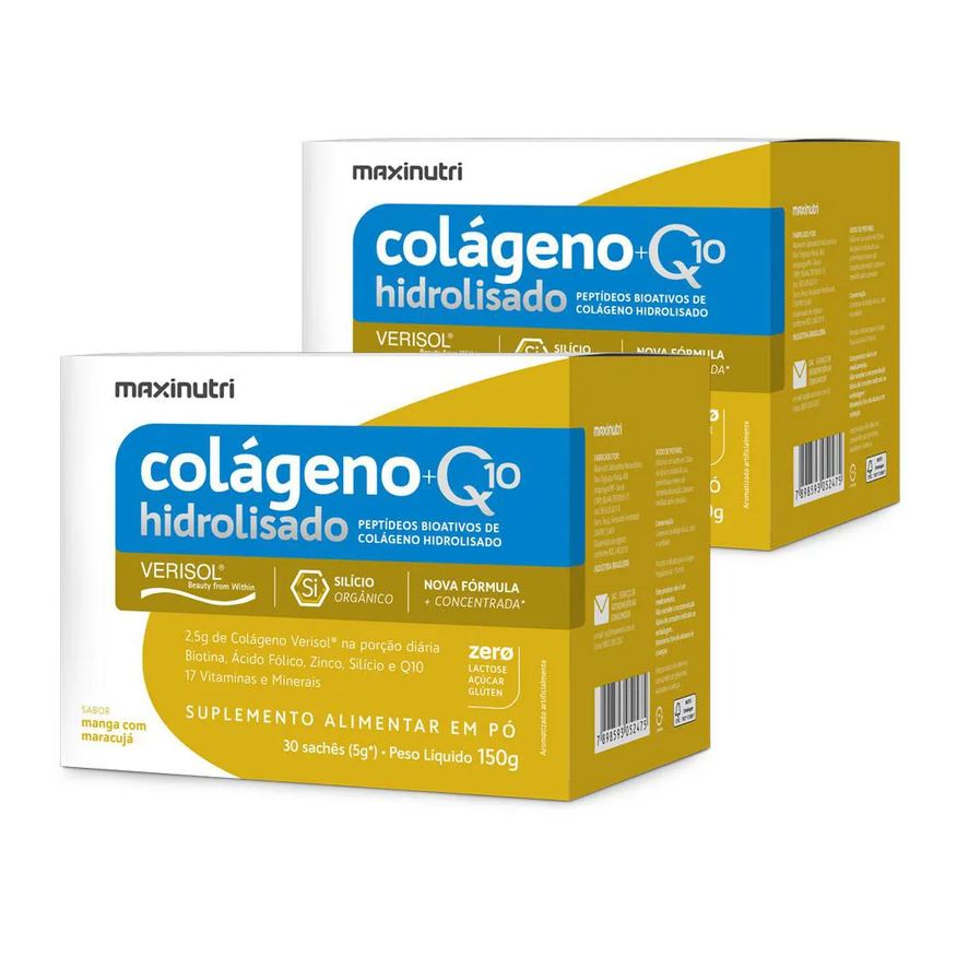 Maxinutri Kit 2 Colágeno Verisol com Q10 Sachês Manga Maracujá