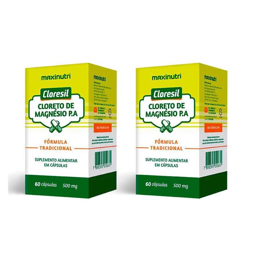 Maxinutri Kit 2 Cloresil Cloreto Magnésio 500mg 60 Cápsulas