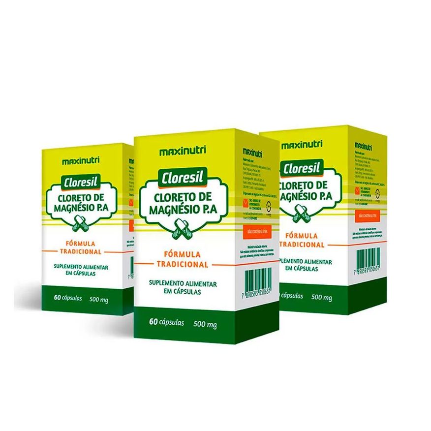 Maxinutri Kit 3 Cloresil Cloreto Magnésio 500mg 60 Cápsulas