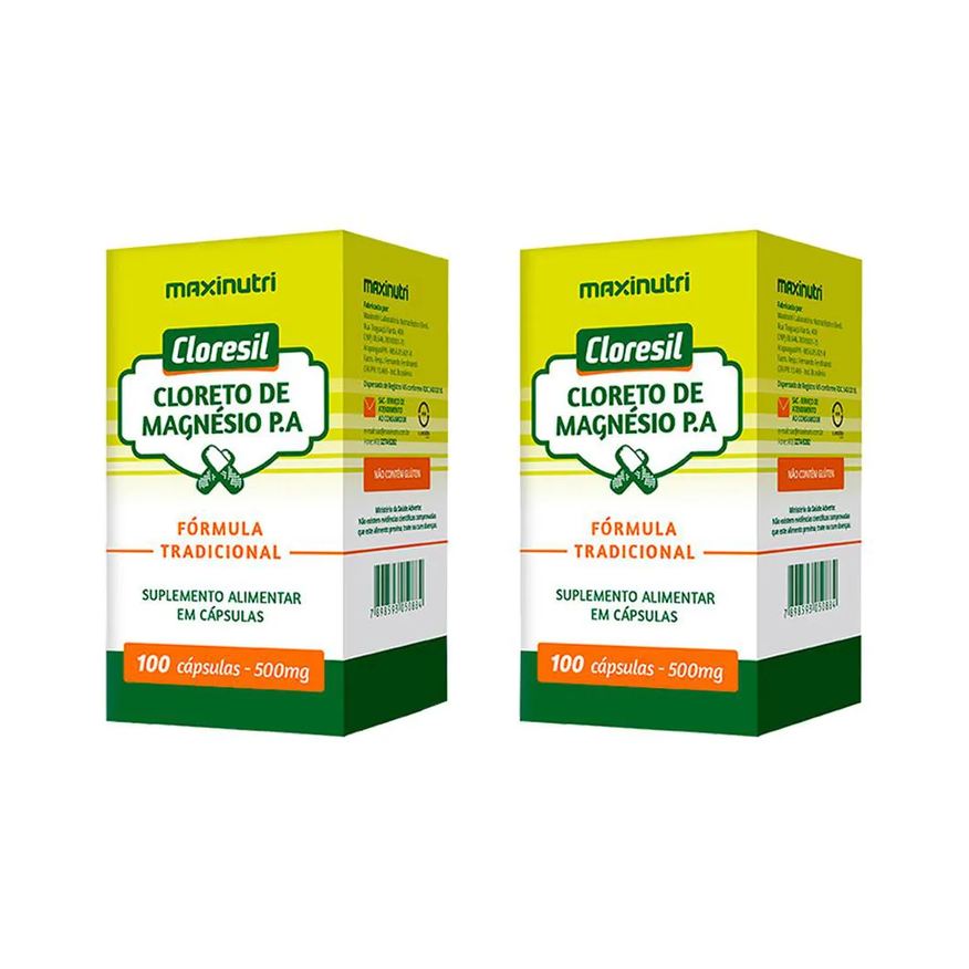 Maxinutri Kit 2 Cloresil Cloreto Magnésio 500mg 100 Cápsulas
