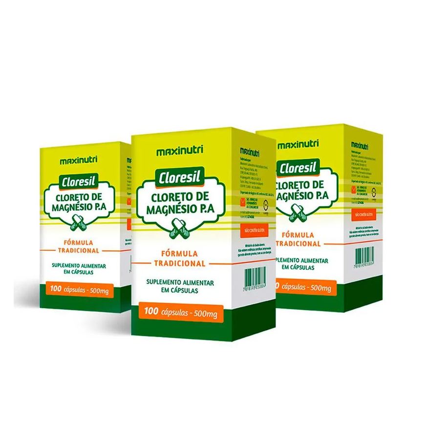 Maxinutri Kit 3 Cloresil Cloreto Magnésio 500mg 100 Cápsulas