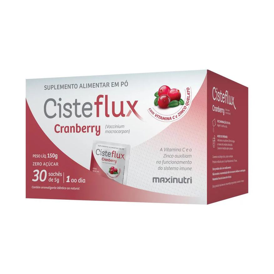 Maxinutri Cisteflux Cranberry Acido Ascórbico e Bisglicinato de Zinco 30 Saches