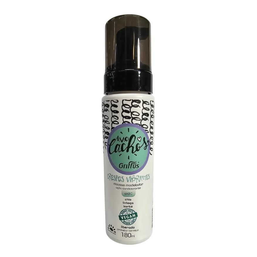 Modelador Mousse Crespos Vibrantes 4abc Vegano Amo Cachos Griffus 180ml