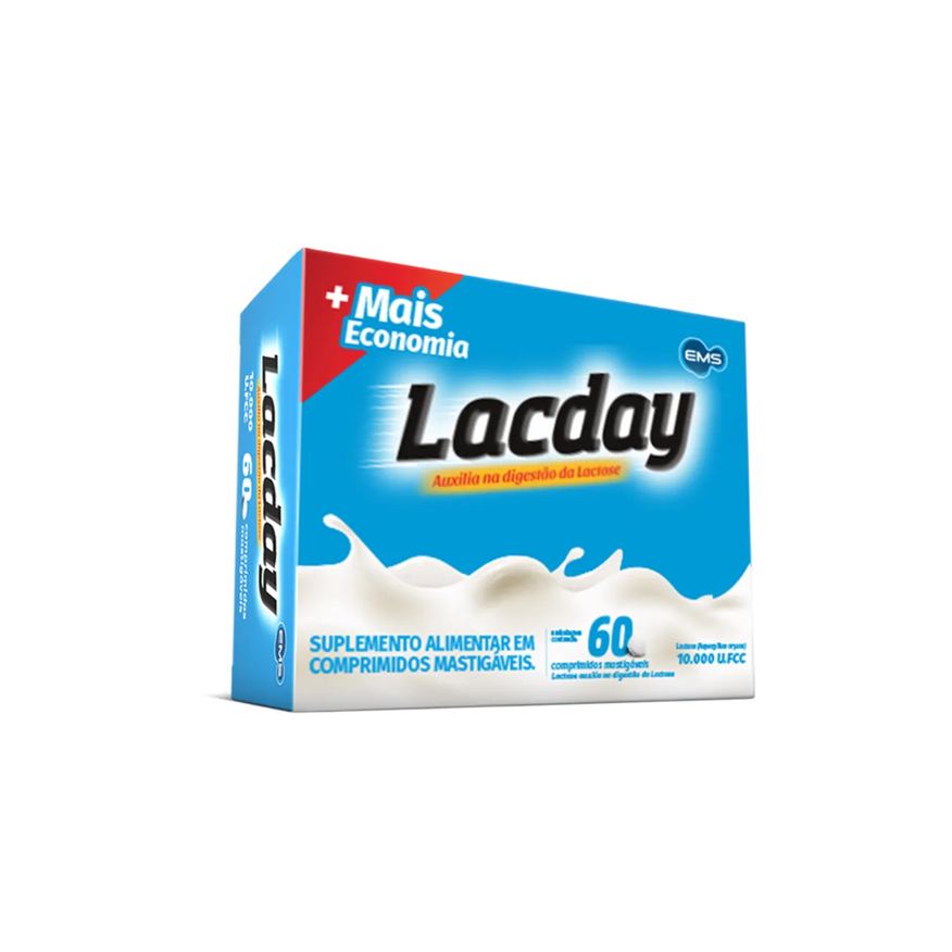Enzima Lacday Digestiva Lactase 60 Comprimidos Mastigáveis