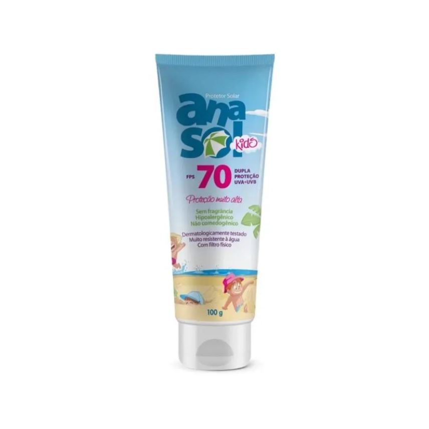 Anasol Protetor Solar Corpo e Rosto Kids 70 Fps Corpo e Rosto - Oil Free Toque Seco Hipoalergênico Resistente A Água