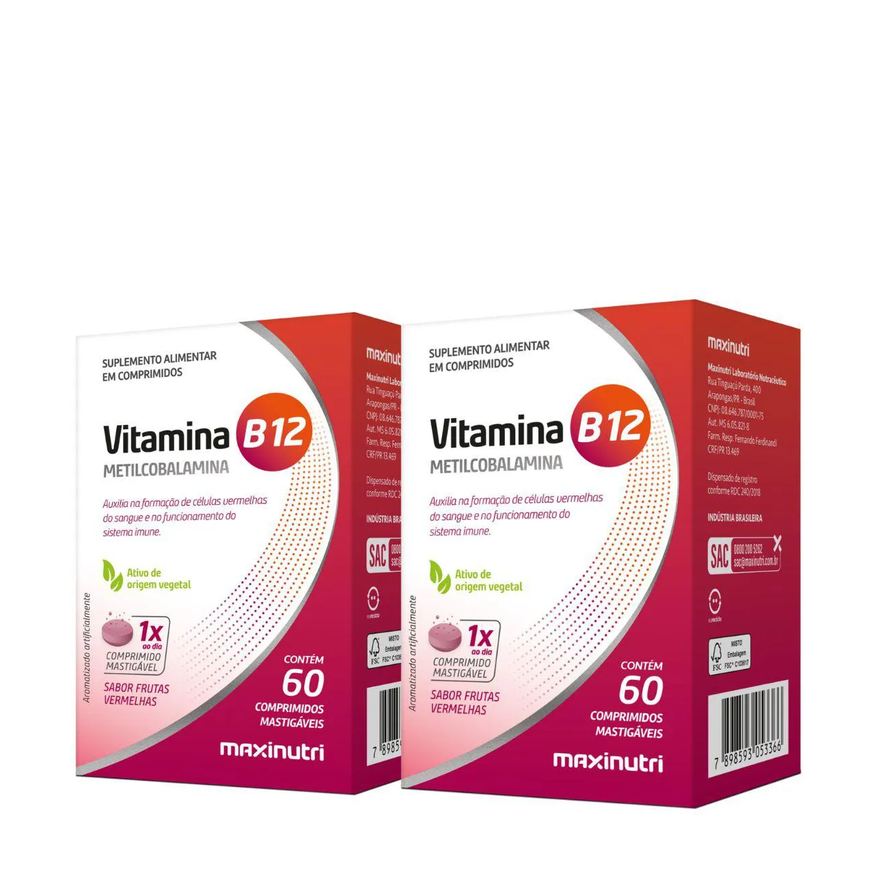 Maxinutri Kit 2 Und - Vitamina B12 Mastigaveis - 120 Gomas