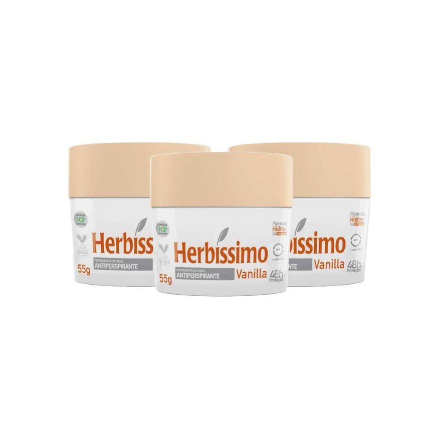 Herbíssimo Kit Desodorante Cremoso Herbissimo Vanilla 55g (3 Unidades)