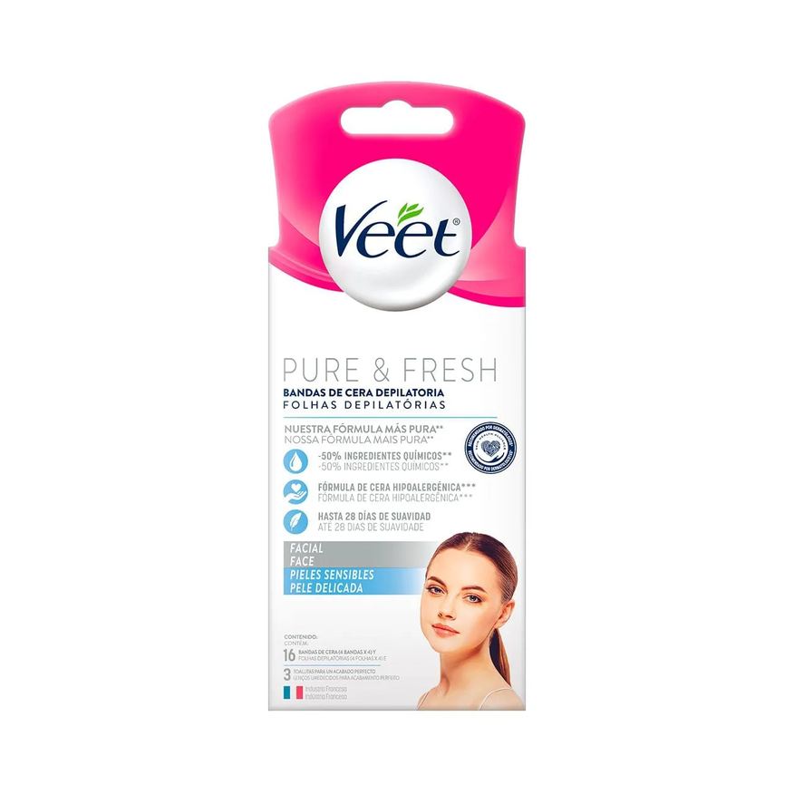 Para Folhas Depilacao Veet Pure E Fresh Com 16 Facial Pele Delicada