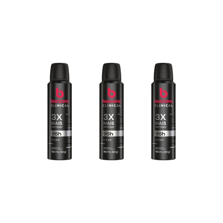 Bozzano Desodorante Aerossol 150ml Clinical Clean - Kit C / 3un