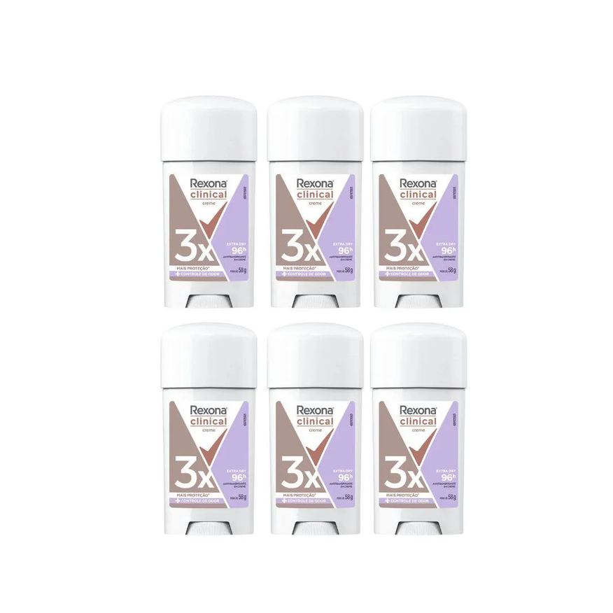 Rexona Desodorante Creme Clinical 58g Fem Extra Dry Kit 6un