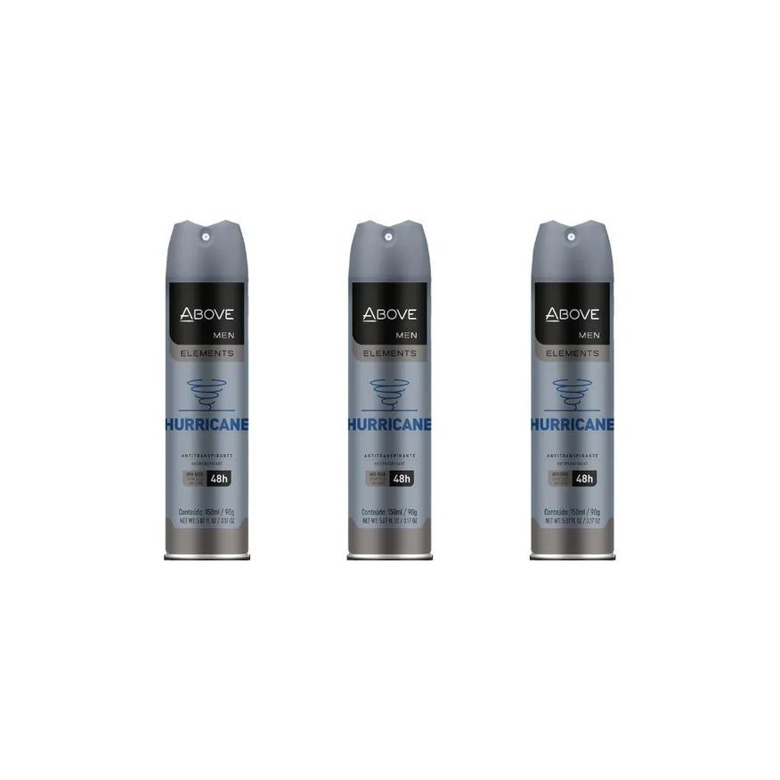 Above Desodorante Aero 150ml Masc Anti Hurricane - Kit 3un