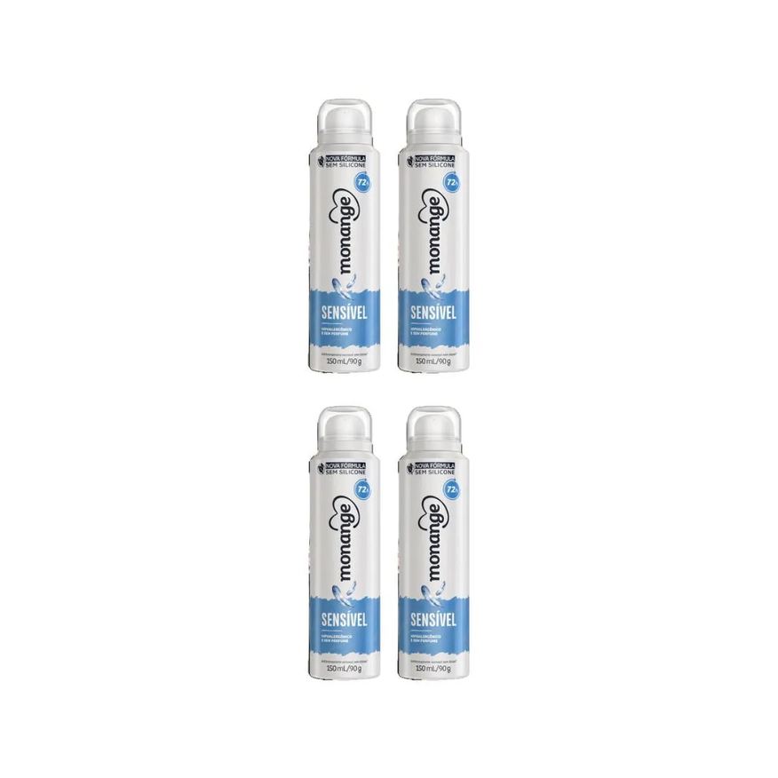 Monange Desodorante Aero 150ml Sensivel - Kit C / 4un