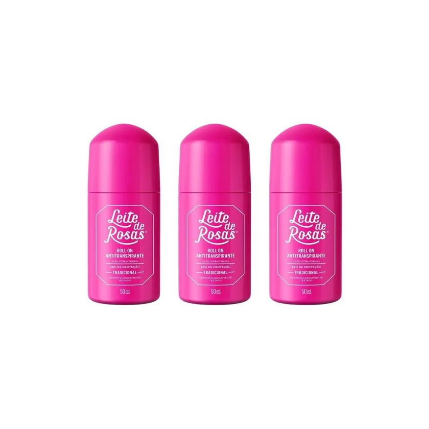 Leite de Rosas Desodorante Roll - On Trad 50ml - Kit C / 3un