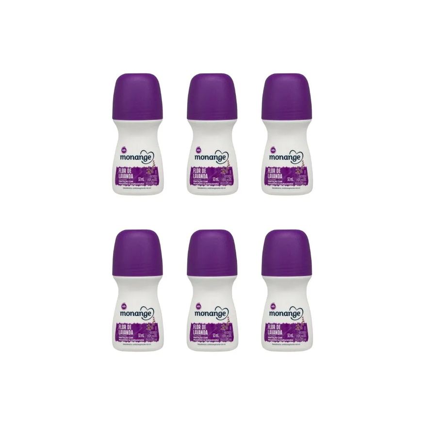 Monange Desodorante Roll - On 50ml Flor Lavanda - Kit C / 6un