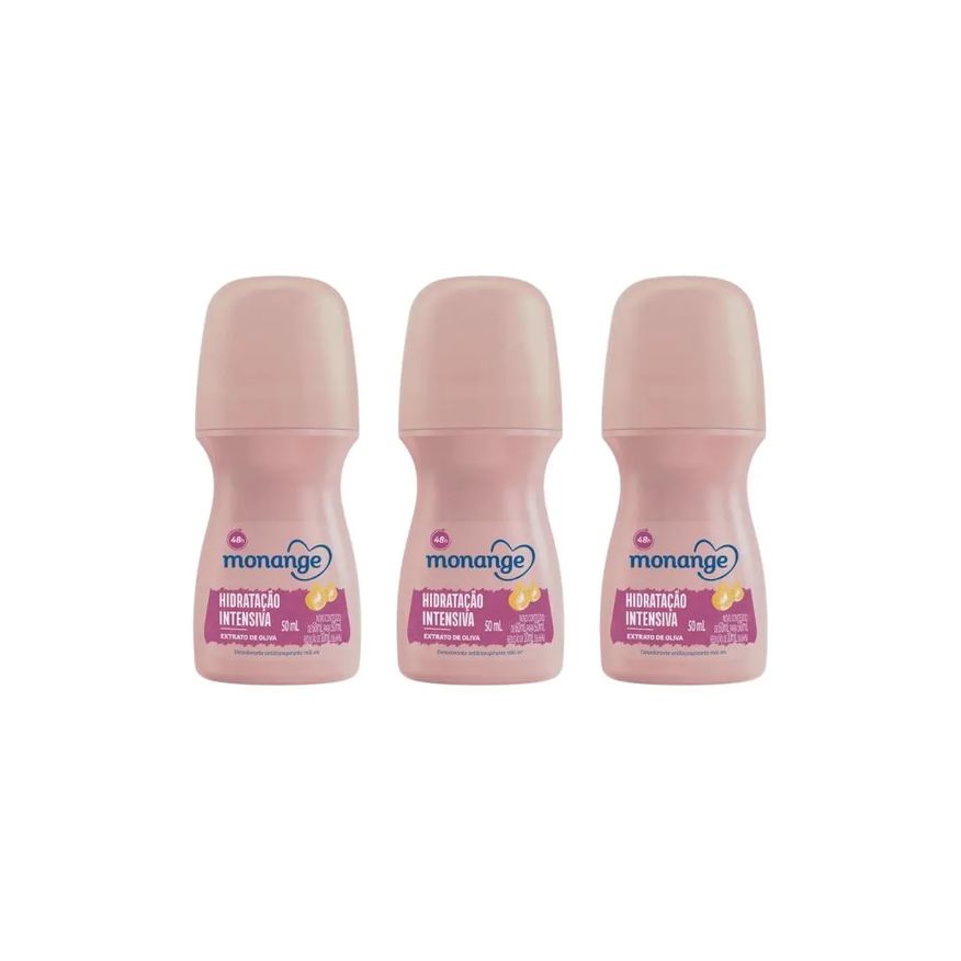 Monange Desodorante Roll - On 50ml Hidrat Intensiva - Kit C / 3un