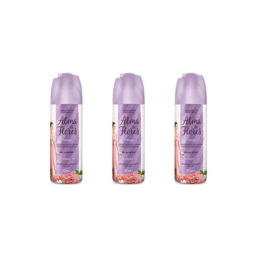 Alma de Flores Desodorante Spray 90ml Ess de Baun - Kit C / 3un
