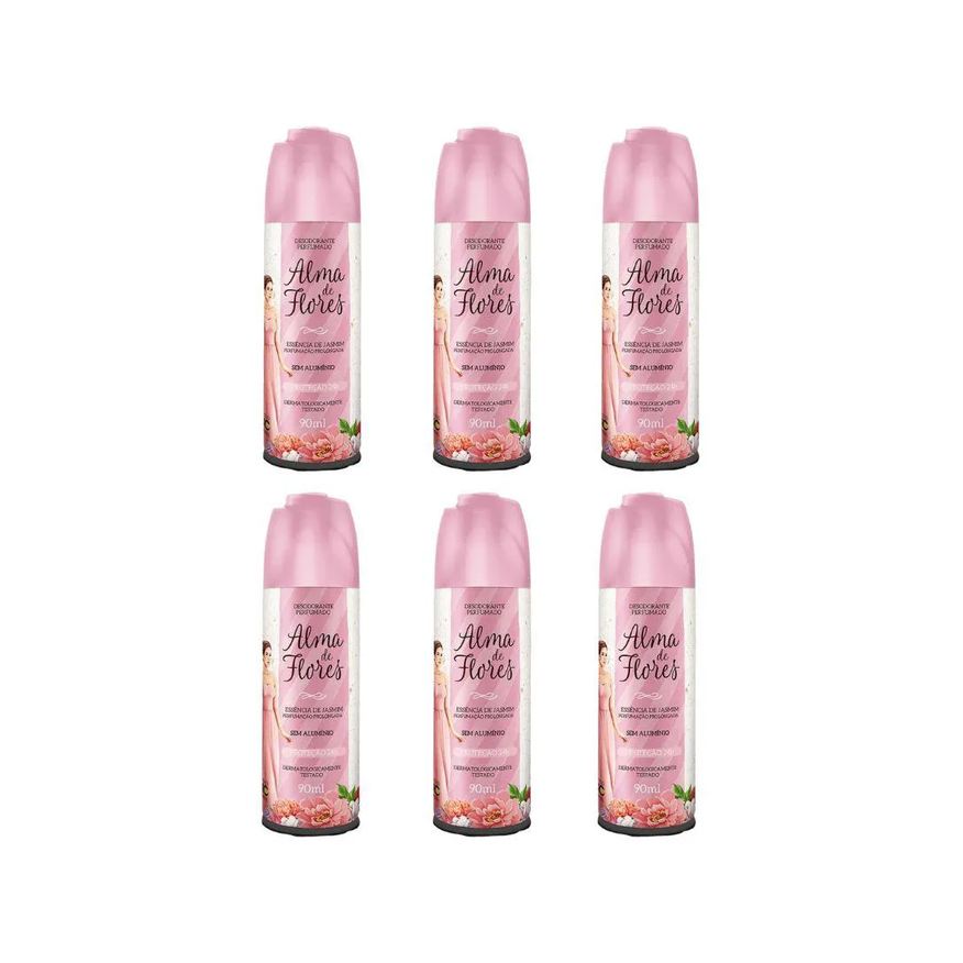 Alma de Flores Desodorante Spray Essência de Jasmin 90ml - Kit C / 6un