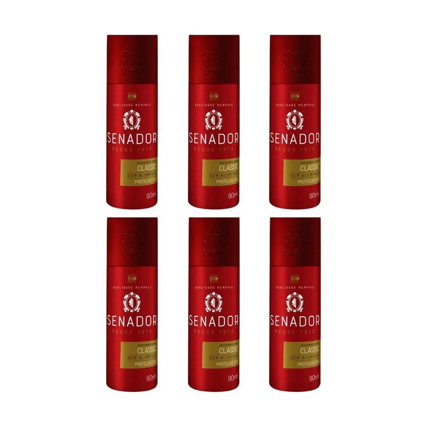 Senador Desodorante Spray Classic 90ml - Kit C / 6un