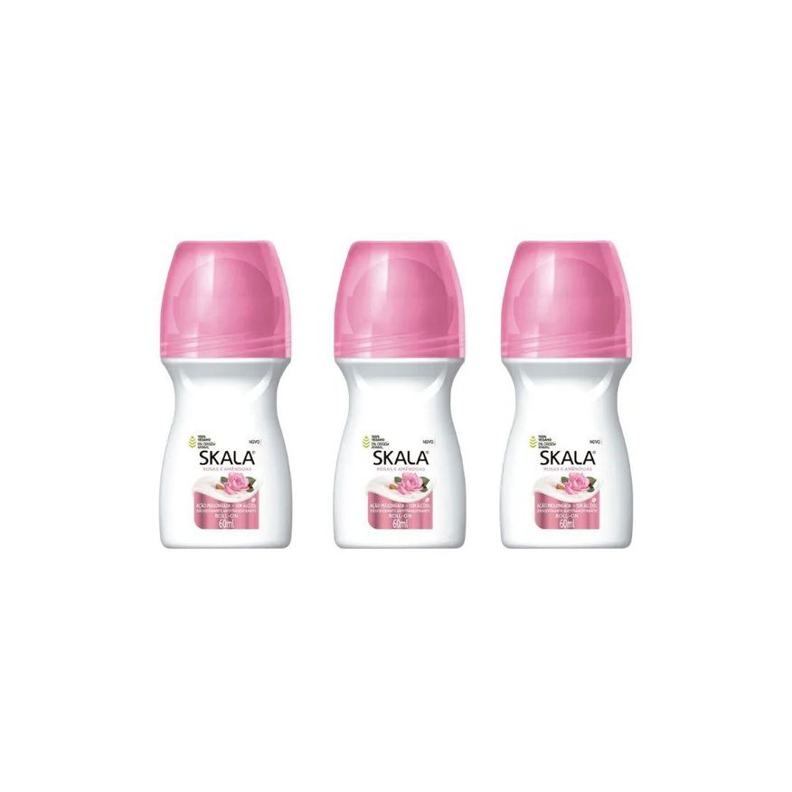 Skala Desodorante Roll - On 60ml Feminino Rosas - Kit C / 3un