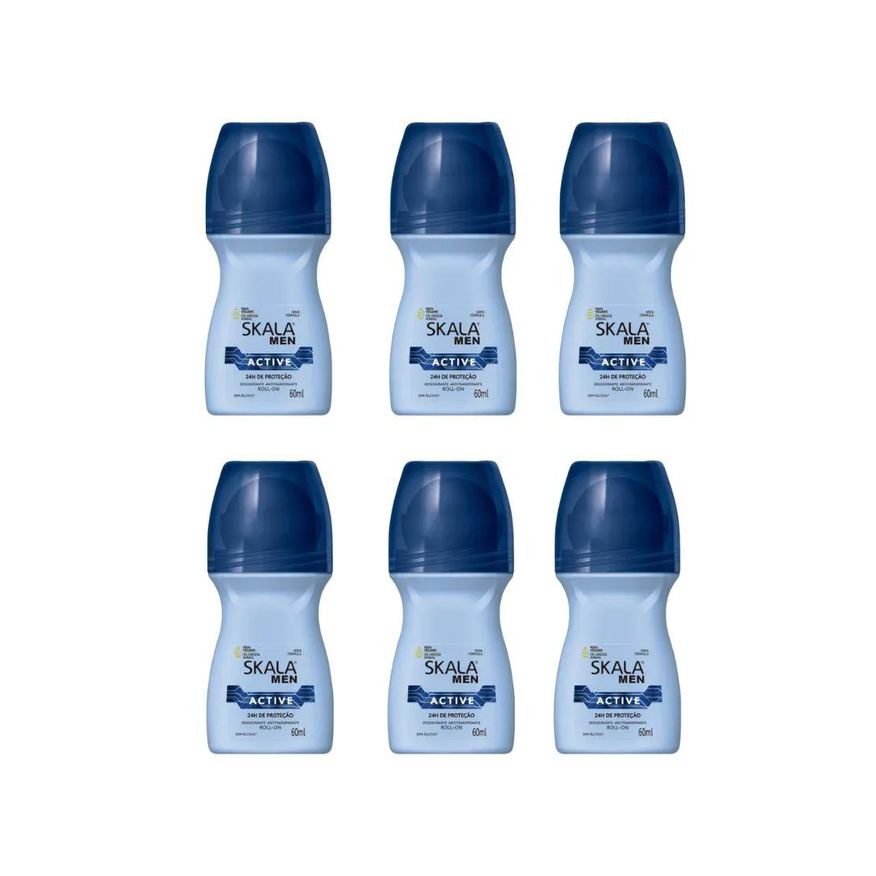 Skala Desodorante Roll - On 60ml Masculino Active - Kit C / 6un