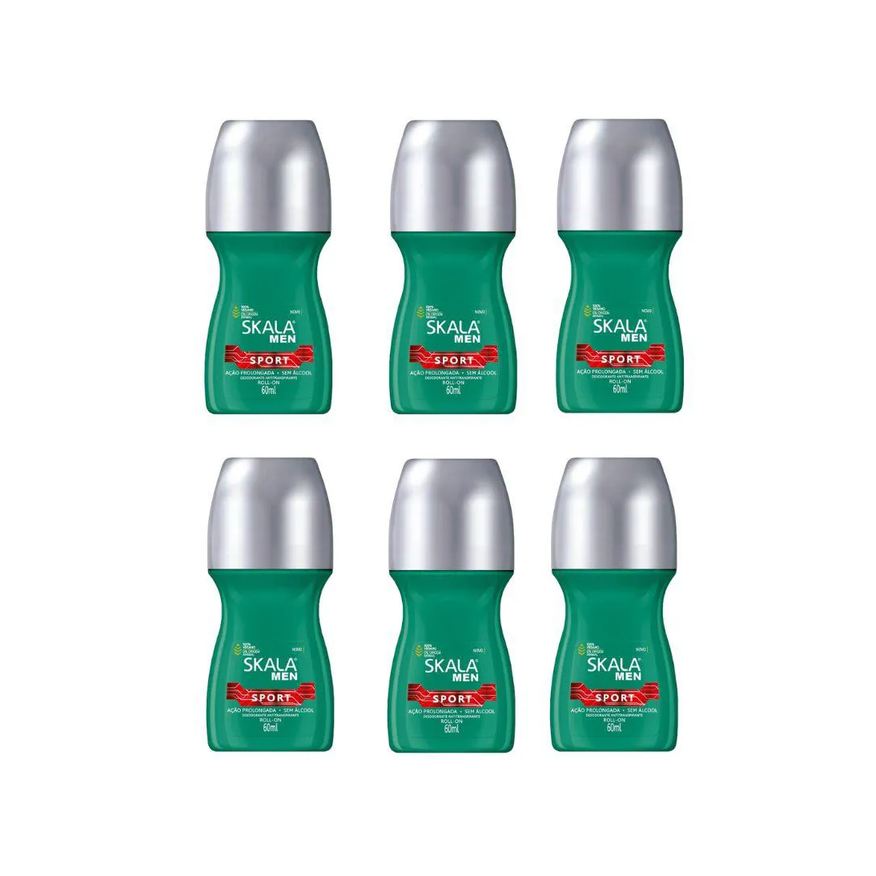 Skala Desodorante Roll - On 60ml Masculino Sport - Kit C / 6un