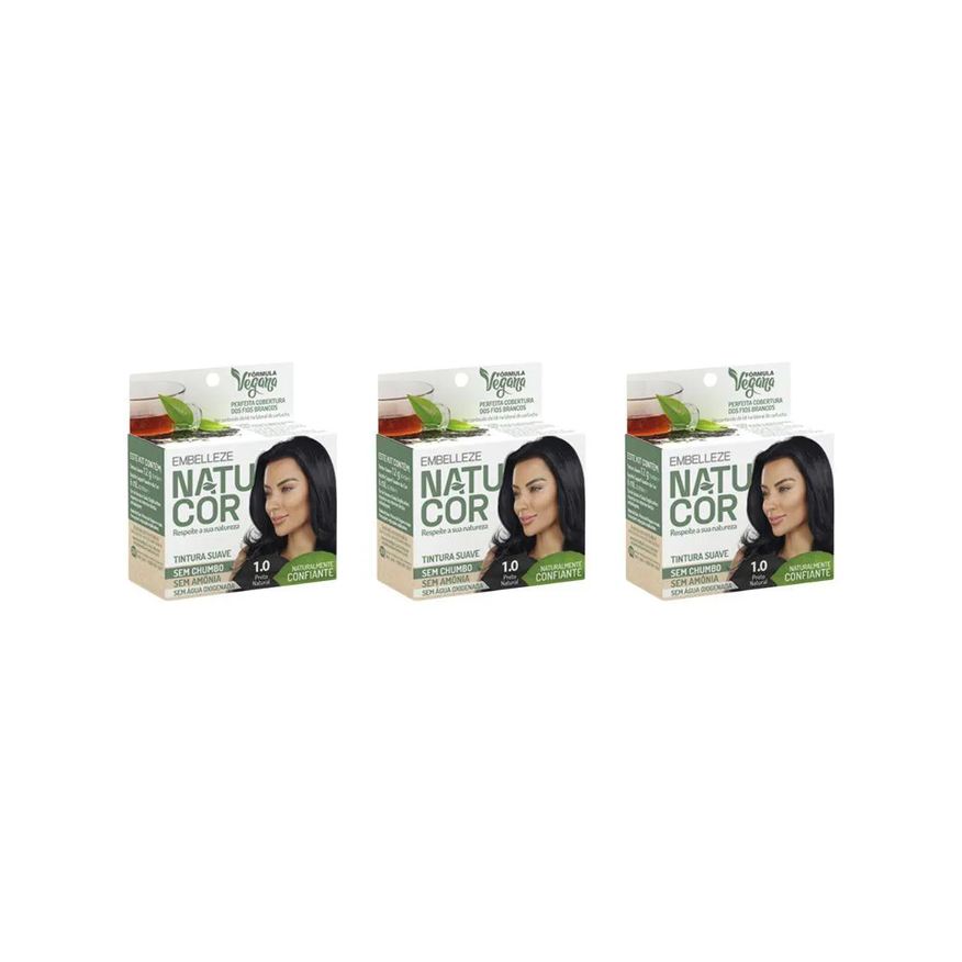 Natucor Coloraçao 1.0 Preto Natural - Kit C / 3un