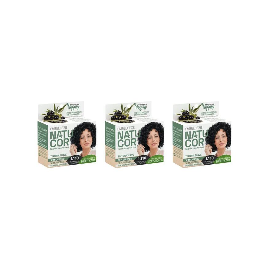 Natucor Coloraçao 1.110 Preto Intenso Profundo - Kit C / 3un