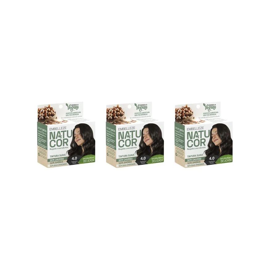 Natucor Coloraçao 4.0 Castanho Medio - Kit C / 3un