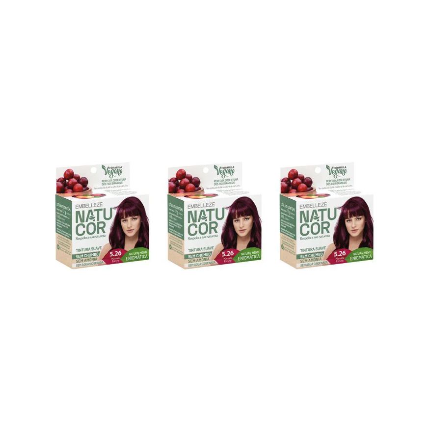 Natucor Coloraçao 5.26 Marsala Escuro - Kit C / 3un