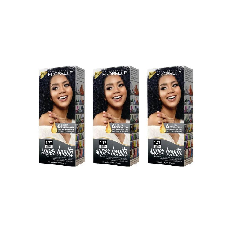 Probelle Coloraçao Super Bonita 1.77 Preto Azul Intenso - Kit C / 3un