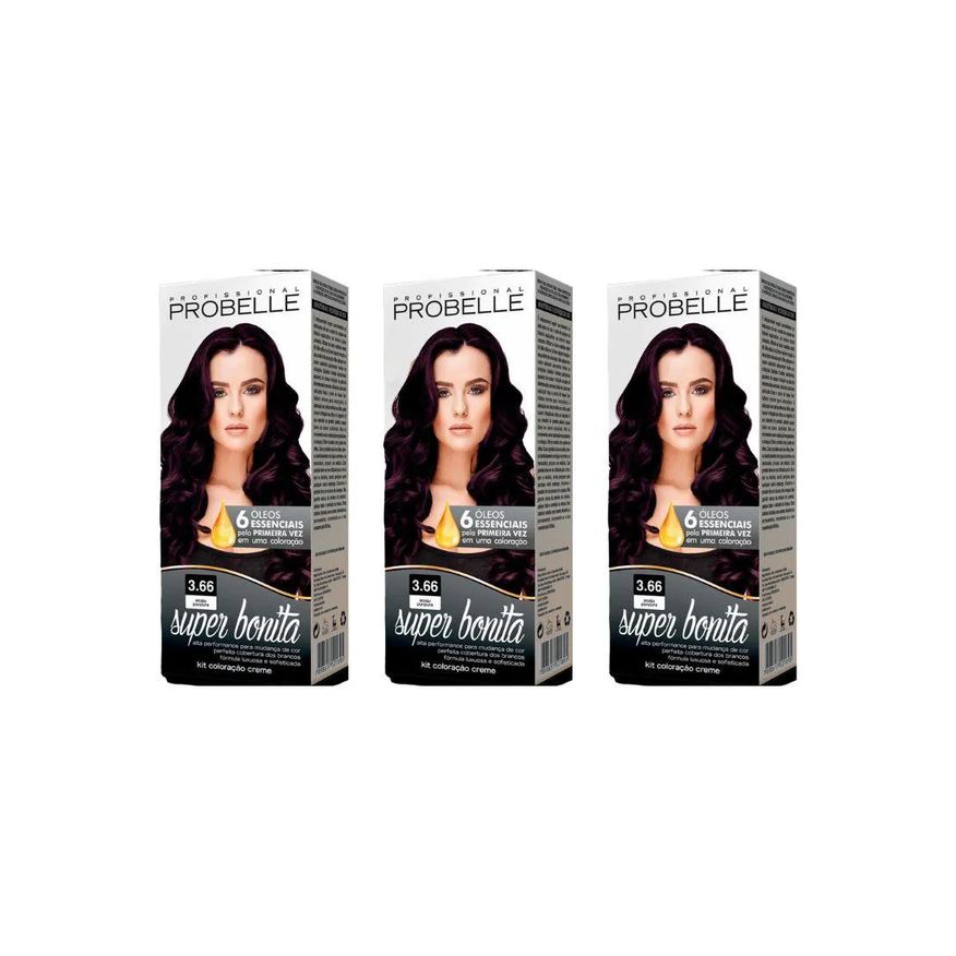 Probelle Coloraçao Super Bonita 3.66 Castanho Purpura - Kit C / 3un