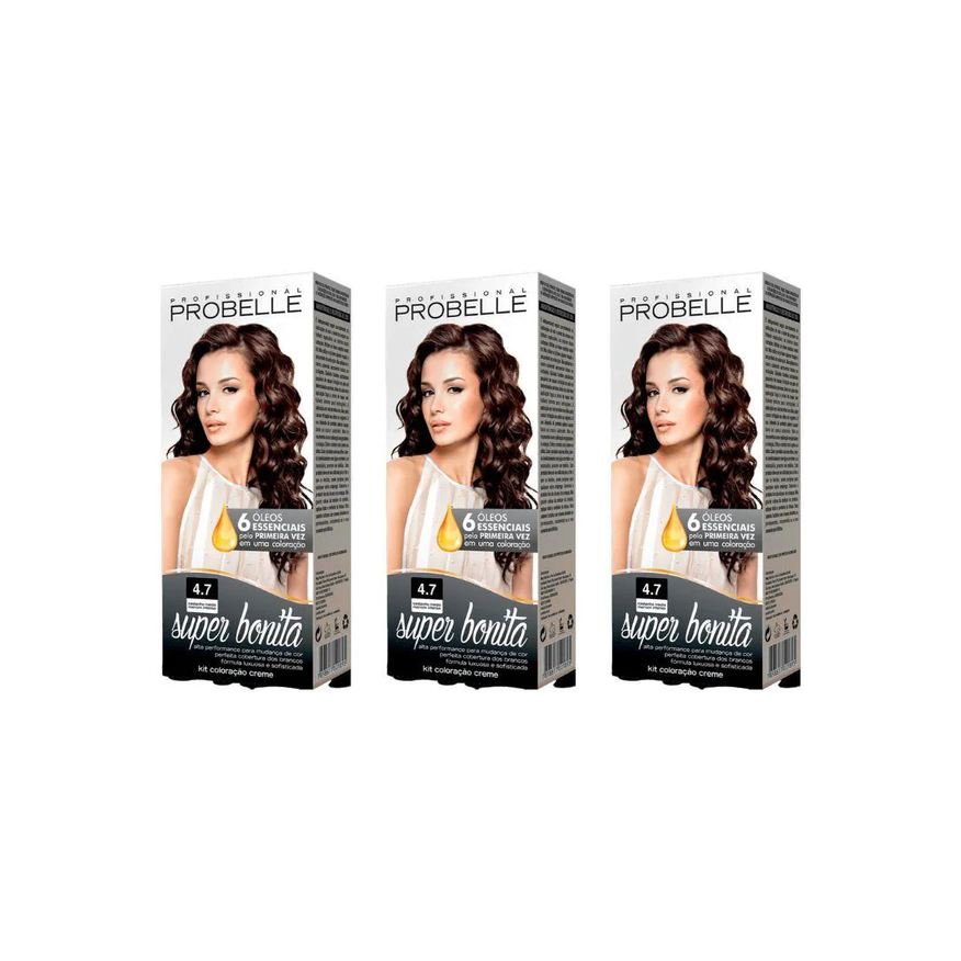 Probelle Coloraçao Super Bonita 4.77 Cast Med Marrom Intenso - Kit C / 3 unidades