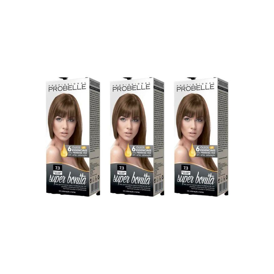 Probelle Coloraçao Super Bonita 7.3 Louro Medio Dourado - Kit C / 3un