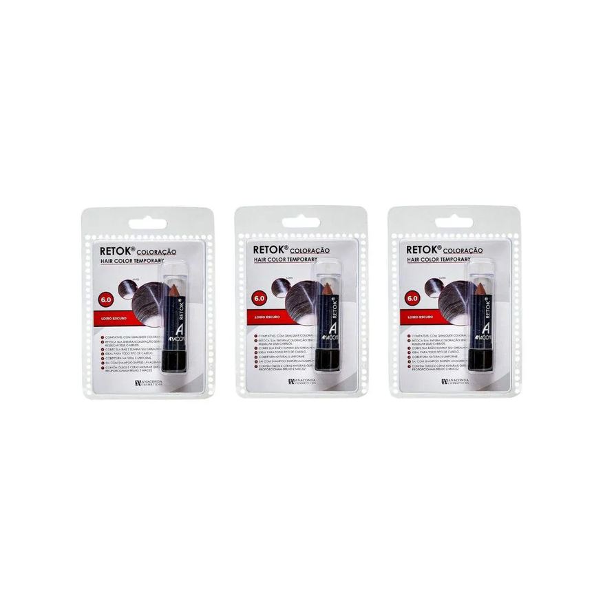 Anaconda Retok de Coloraçao 3g - 6.0 - Loiro Escuro - Kit C / 3un