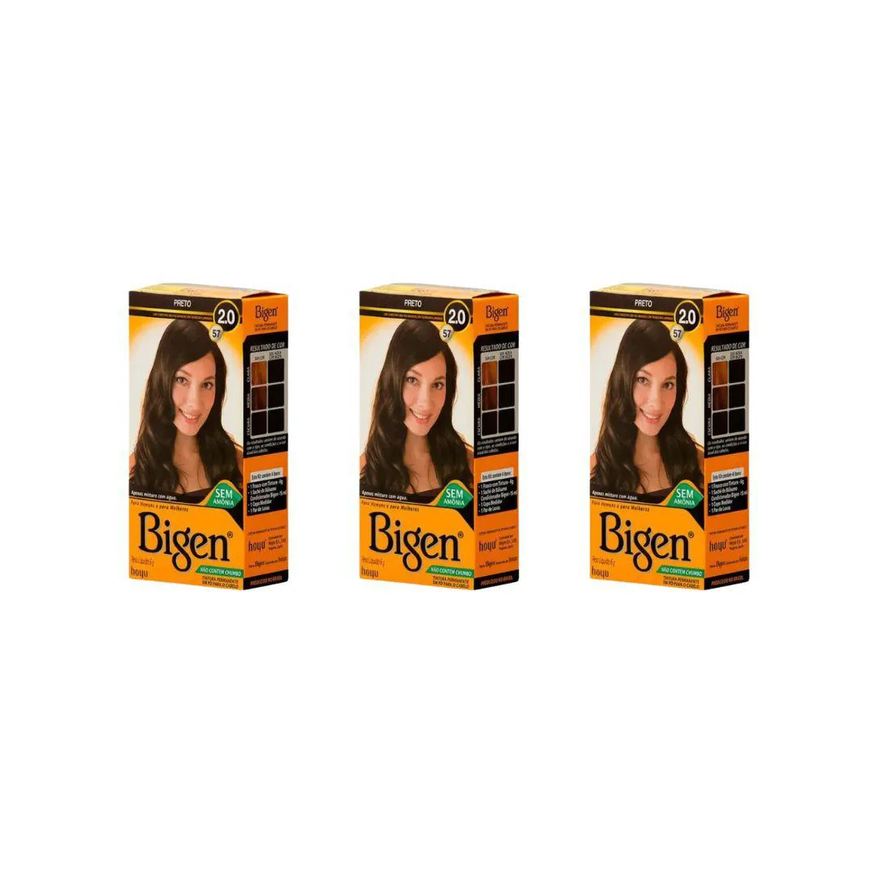 Bigen Coloraçao 57 Preto - Kit com 3un