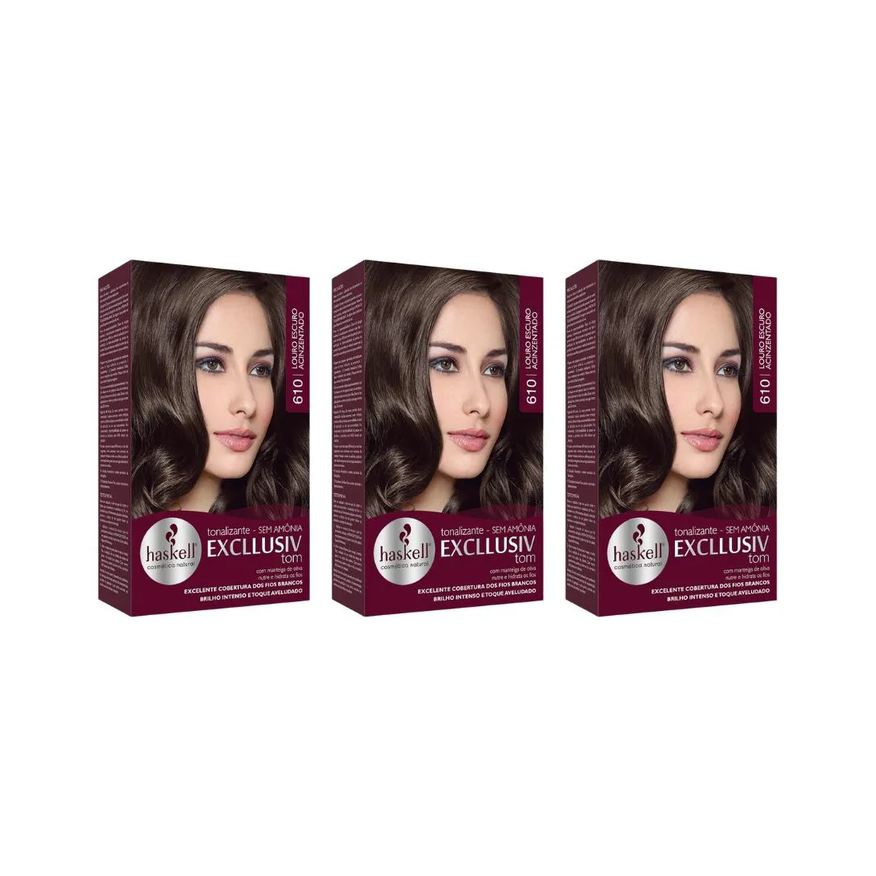 Haskell Coloraçao Tonalizante 610 Louro Escuro Acinz - Kit C / 3un