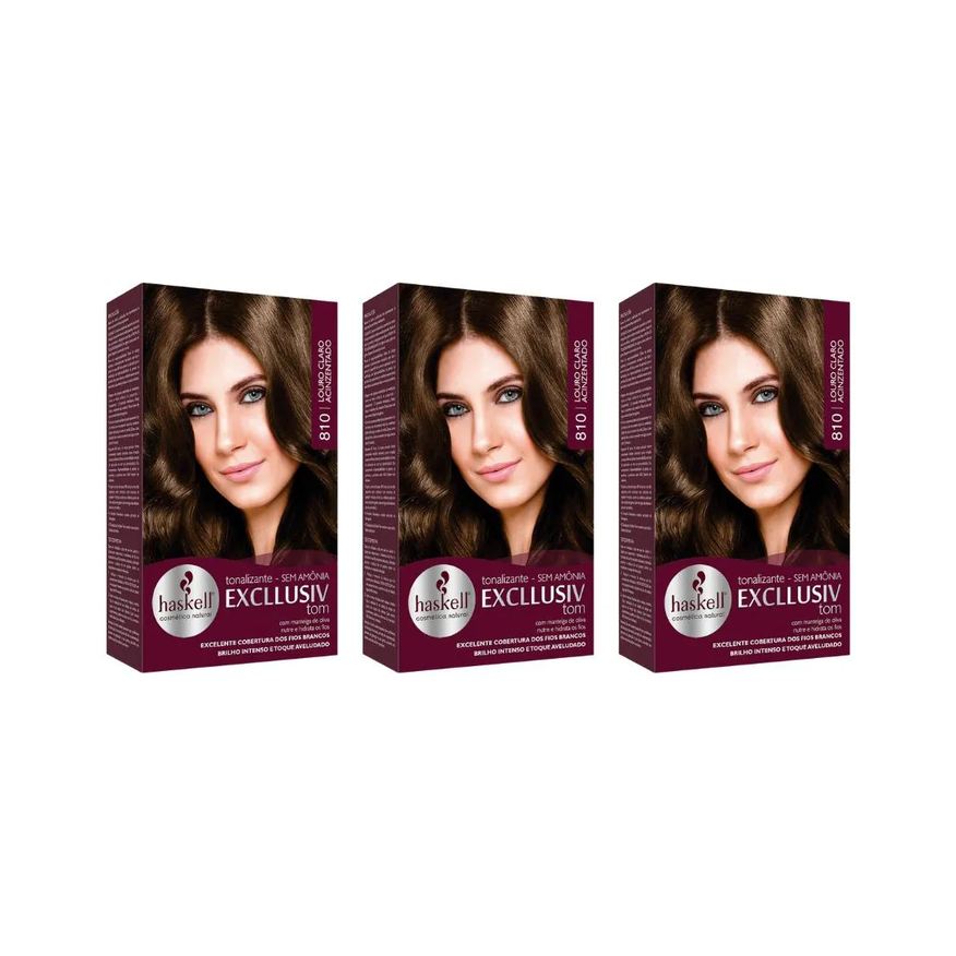 Haskell Coloraçao Tonalizante 810 Louro Clr Acinz - Kit C / 3un