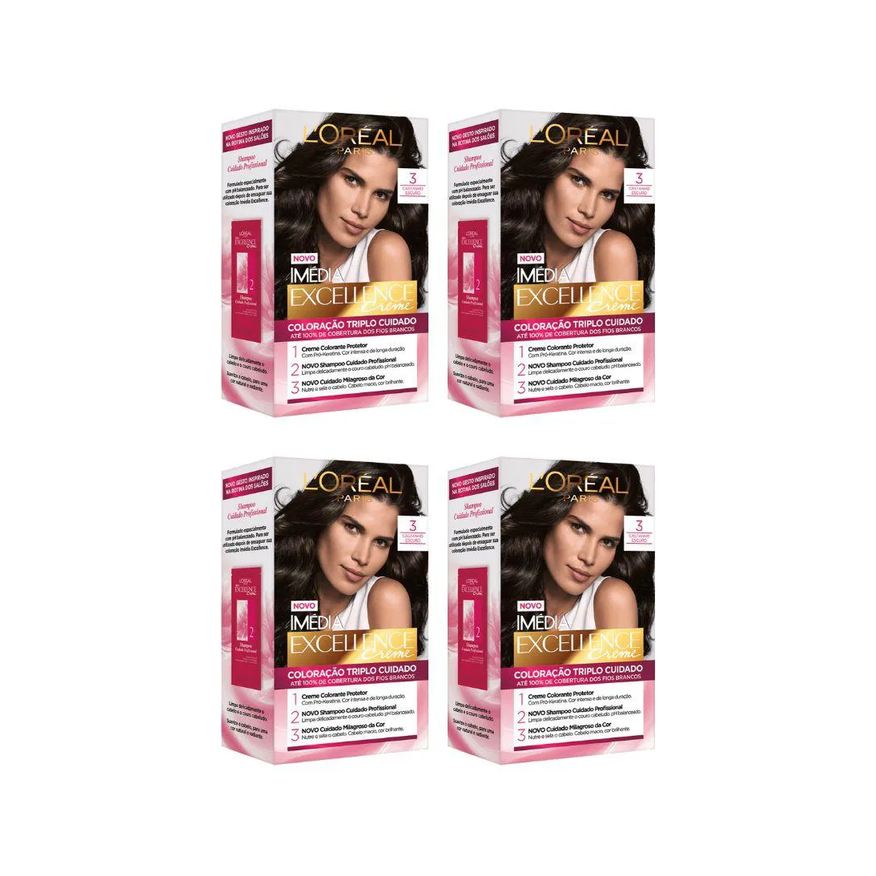 Imedia Coloraçao 3 Castanho Escuro - Kit C / 4un
