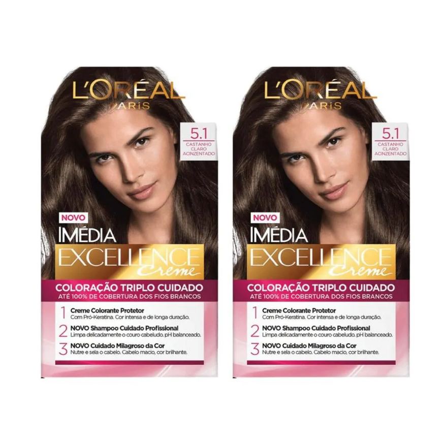 Imedia Coloraçao 5.1 Castanho Claro Acinzentado - Kit C / 2un