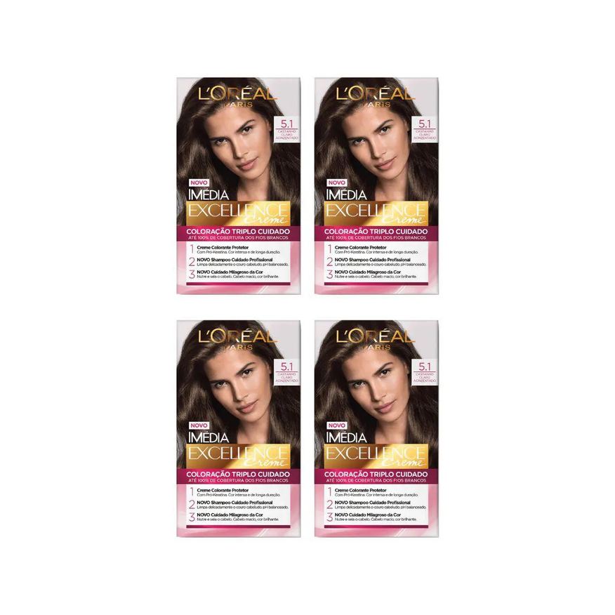 Imedia Coloraçao 5.1 Castanho Claro Acinzentado - Kit C / 4un