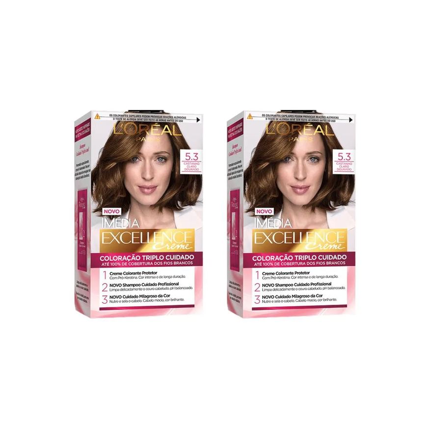 Imedia Coloraçao 5.3 Castanho Claro Dourado - Kit C / 2un