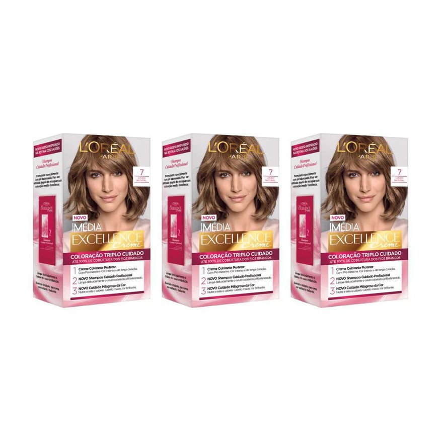 Imedia Coloraçao 7 Louro Natural - Kit C / 3un
