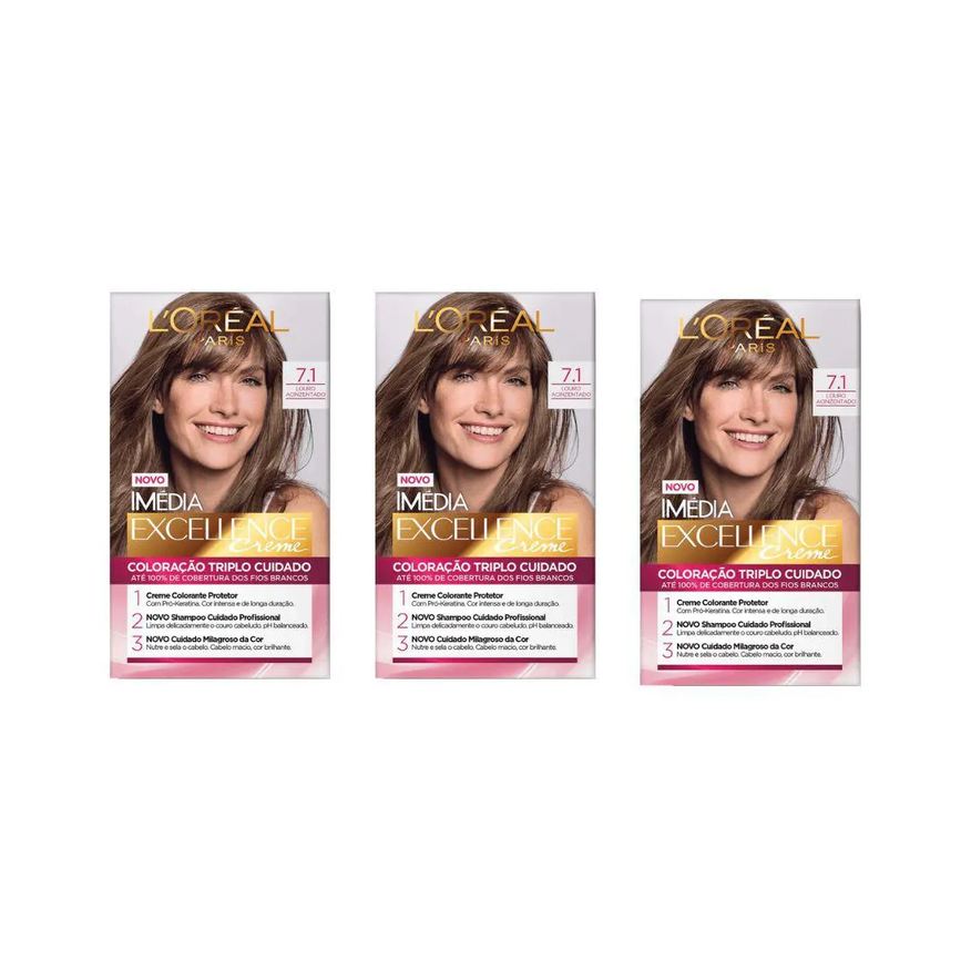 Imedia Coloraçao 7.1 Louro Acinzentado - Kit C / 3un