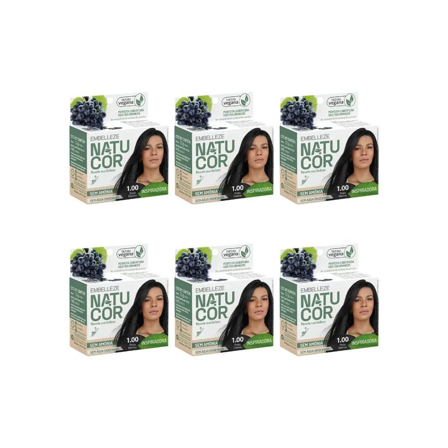 Natucor Coloraçao 1.00 Preto Intenso - Kit C / 6un